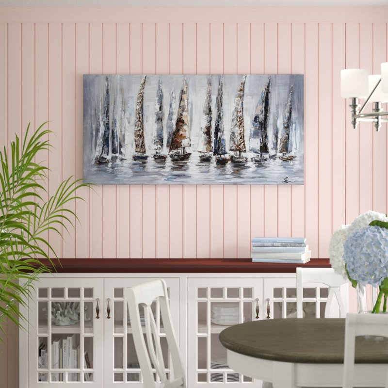 Gris voiliers - Reproduction d'art sur toile tendue