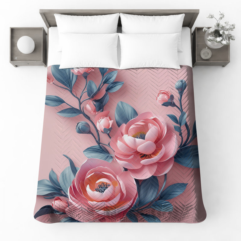 Couvre-lit pivoine rose, Double