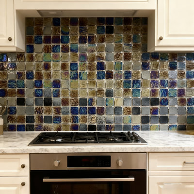 1'' W x 1'' L Glass Tile Mosaic Sheet
