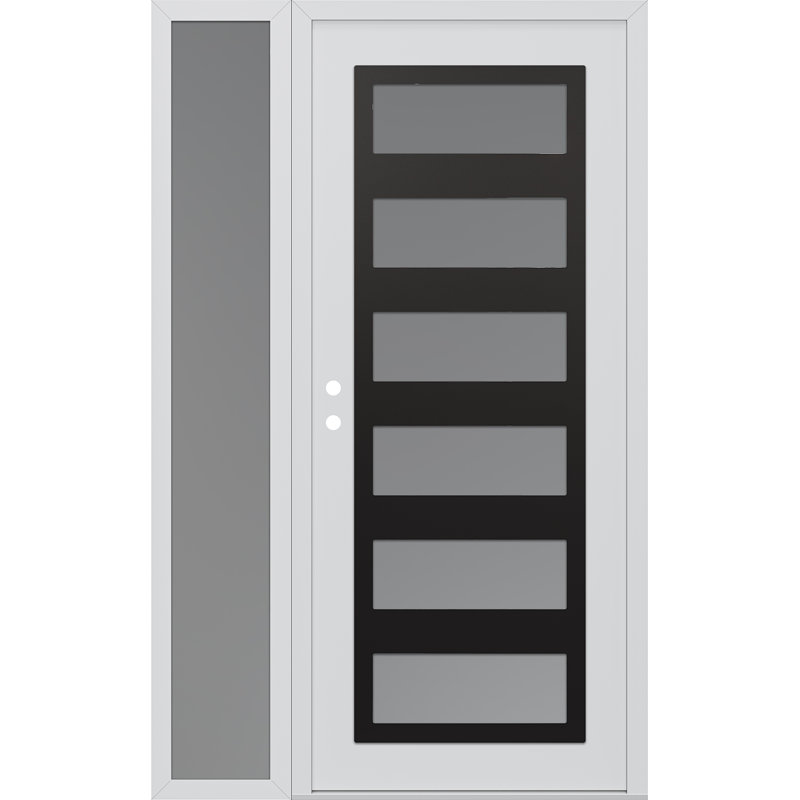 C9 droite 52 po X 80 po Panneau de porte en verre givré blanc et blanc à panneau avec porte d'entrée avant en verre givré Sidelite