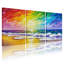 Nautique et plage, ciel coloré, vagues océaniques, coucher de soleil, ensemble de 3 impressions sur toile-837652032