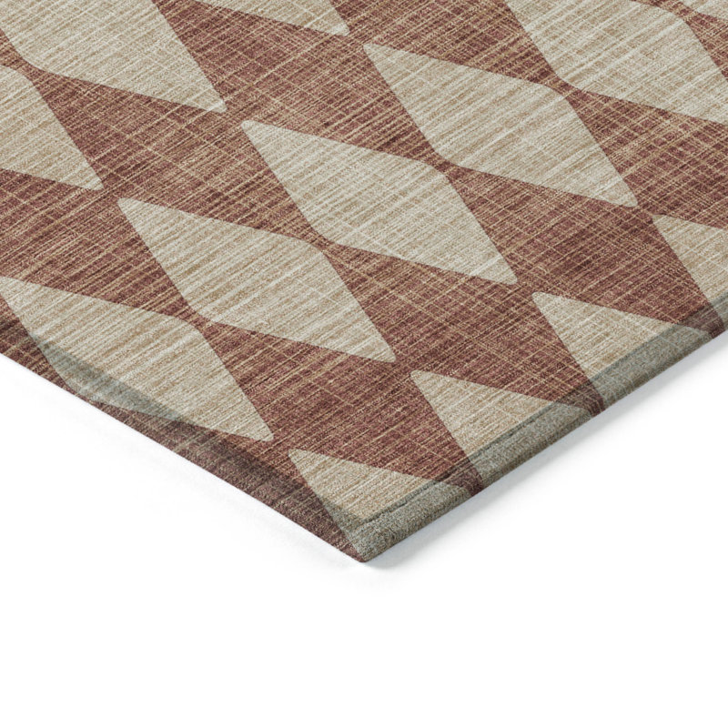 Tapis géométrique lavable intérieur / extérieur 5 pi x 8 pi cuivre