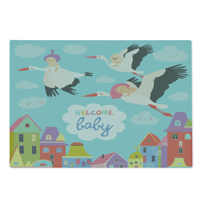 Ambesonne Party Cutting Board Large Size Cartoon Storks Multicolor