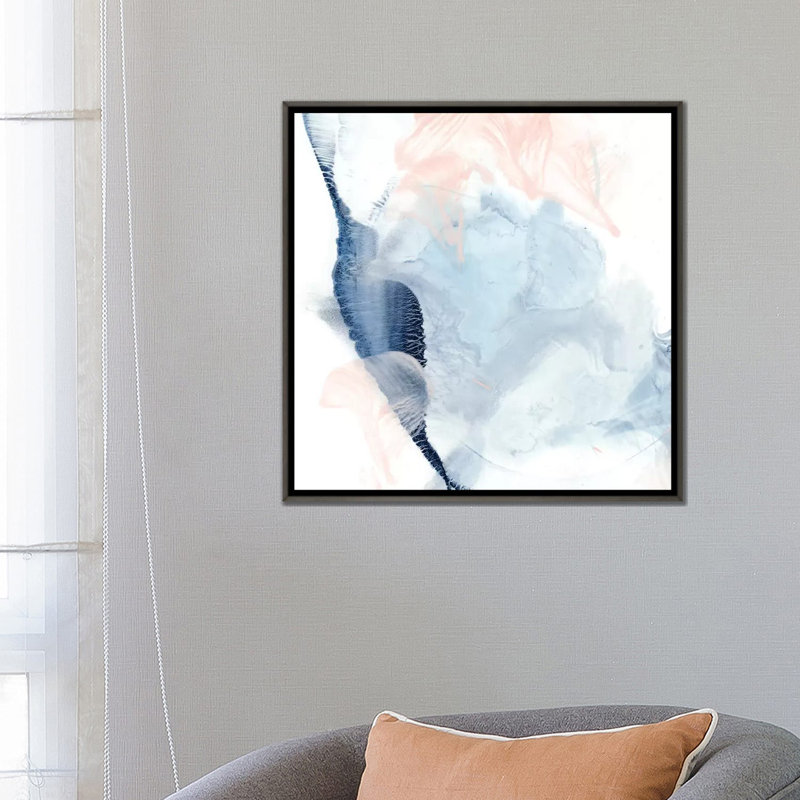 "Indigo & blush II" par Ethan Harper, reproduction d’art, H 26 po x l 26 po x P 1,5 po, Pas de tapis