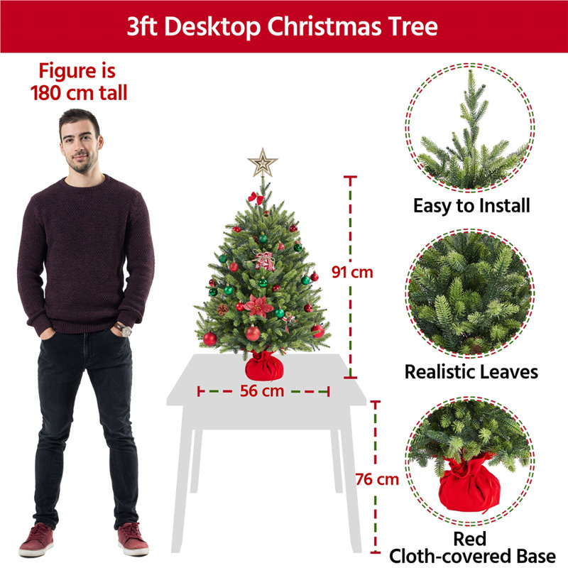 Artificial Fir Christmas Tree, 2.99ft H