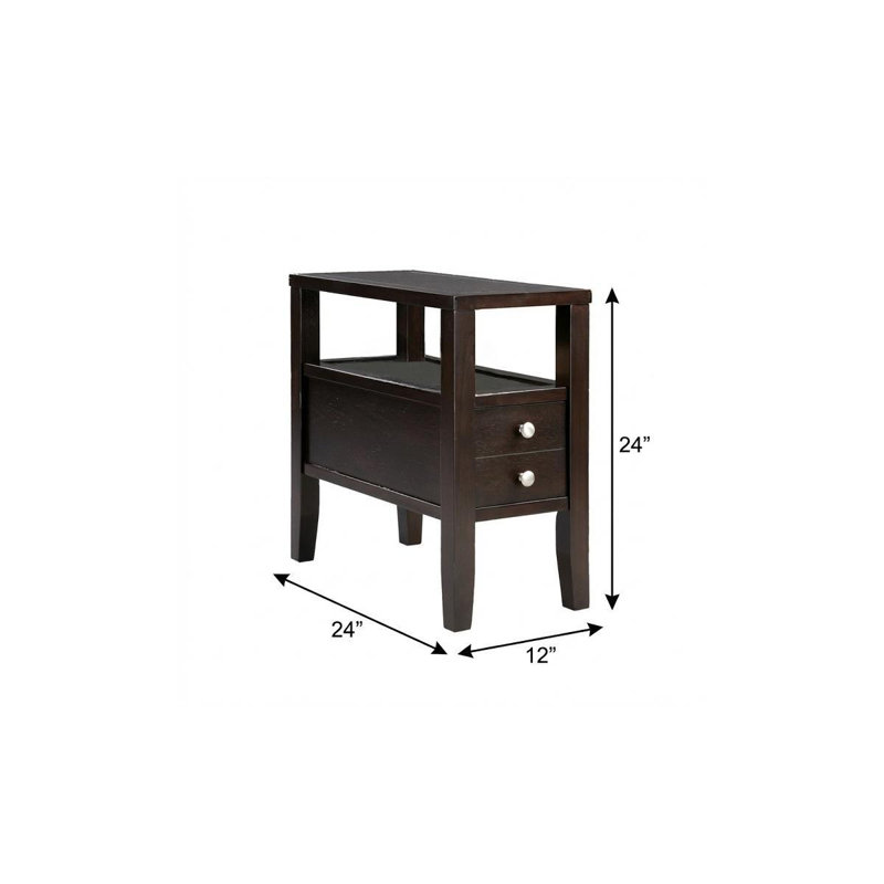  Table de bout contemporaine 24 po avec deux tiroirs Brown