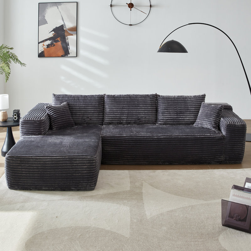 Canapé modulaire 2 pièces Rita, 100% polyester gris, Orienté à gauche (vu de face)