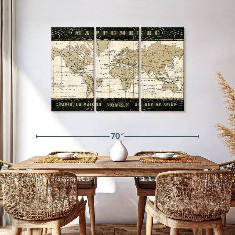 Mappemonde, H 36 po x l 57 po