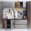Armoire de garage murale Nova avec portes et tiroirs à fermeture en douceur, finition gris métallique