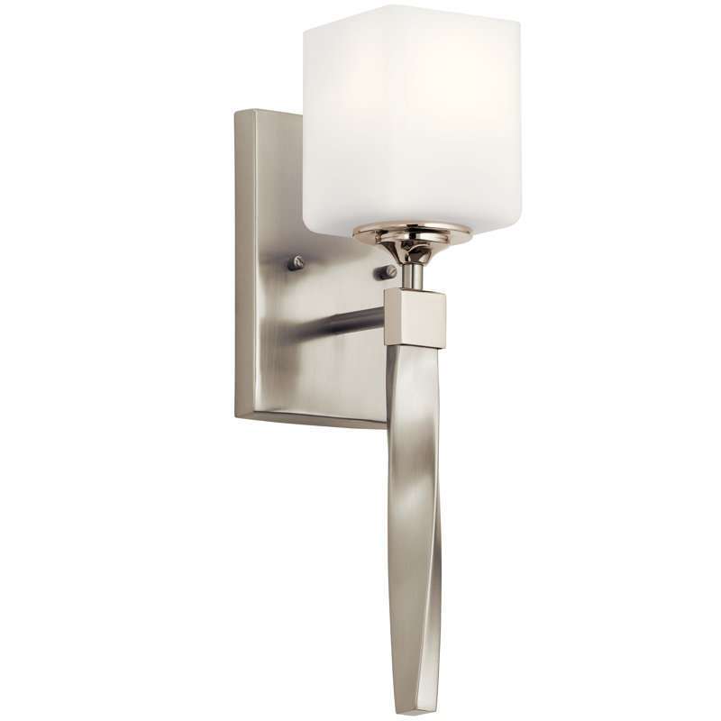 Applique murale à bras 1 lumière, Nickel brossé
