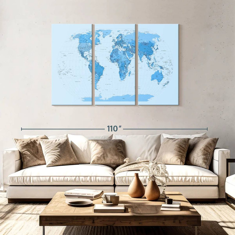 World Map Blues, H 48 po x l 74 po