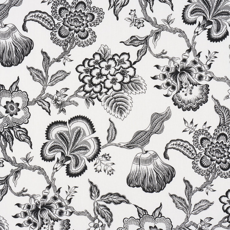Schumacher x Celerie Kemble Hothouse Flowers Silhouette Fabric, Black/White
