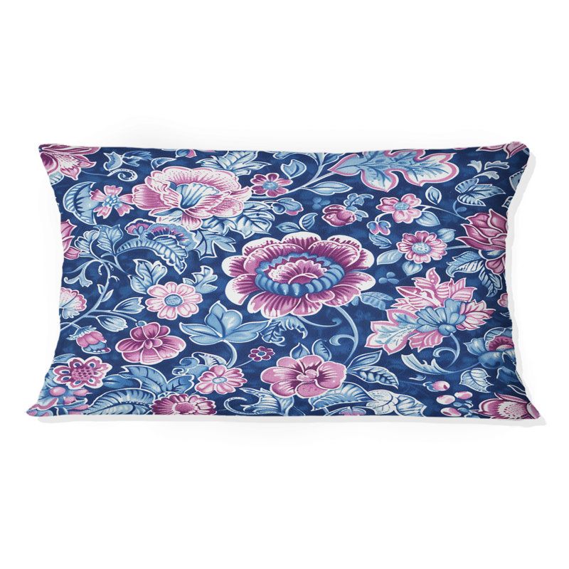 Coussin lombaire traditionnel bleu et rose