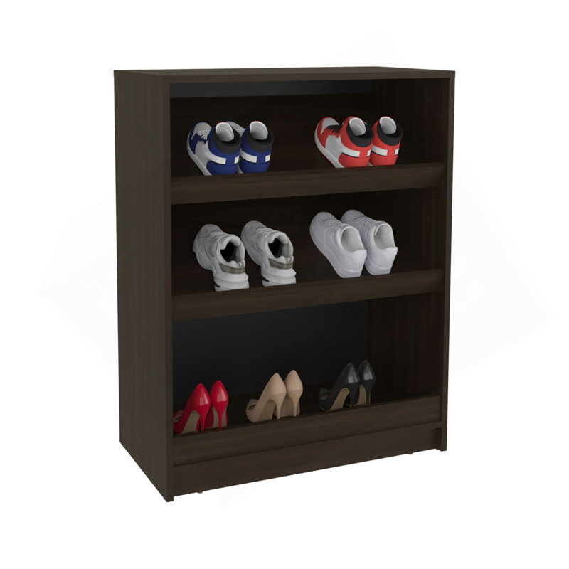 Range-chaussures sur pied à 3 niveaux avec tablettes ouvertes Toby