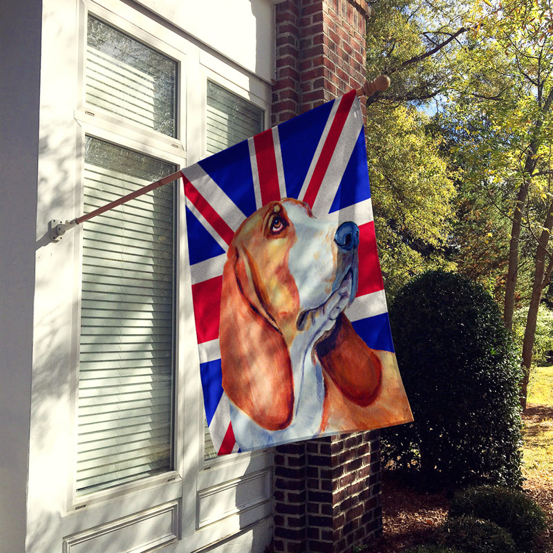 40 x 28 po en polyester britannique 2 faces english union jack drapeau maison, Basset hound 3