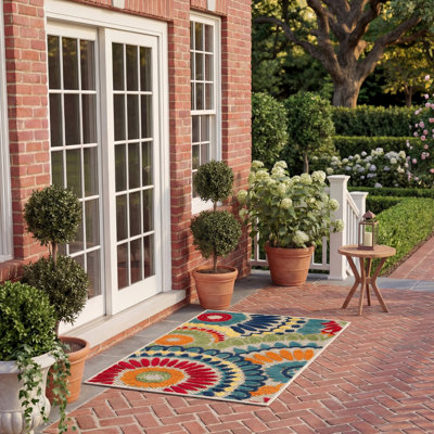 Dellie Geometric Blue/Ivory Area Rug