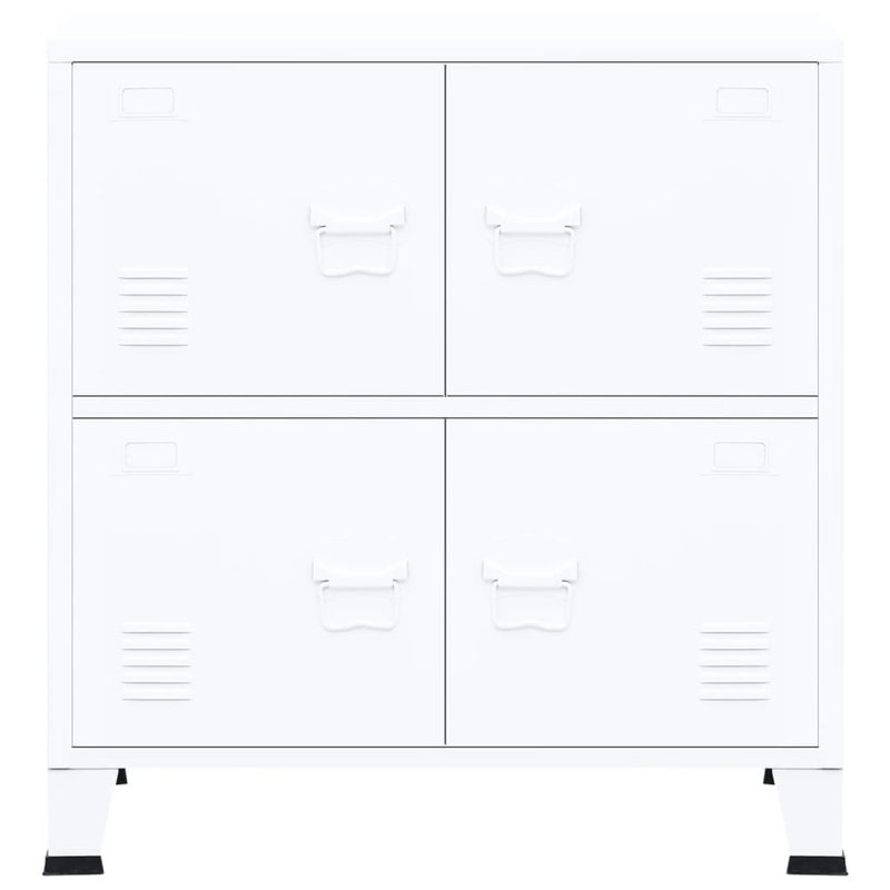 Commode de rangement Melike vidaXL, armoire de rangement en métal, poignée en métal, White, 31.5"