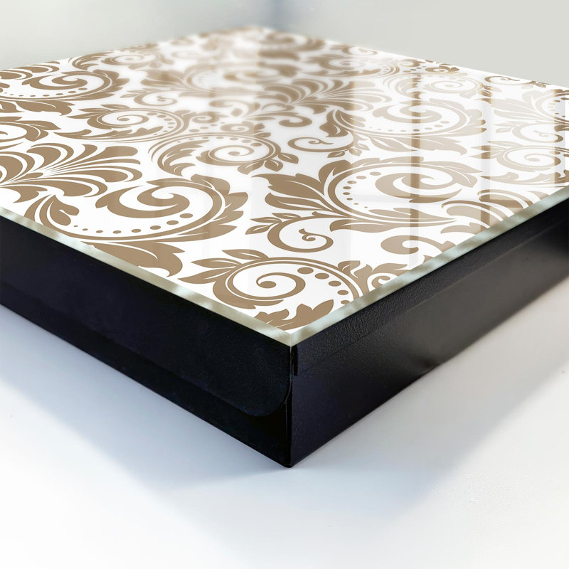 Key cabinet for wall, Opens to the left, 30x30x5, White, A floral pattern with classic elegance, 