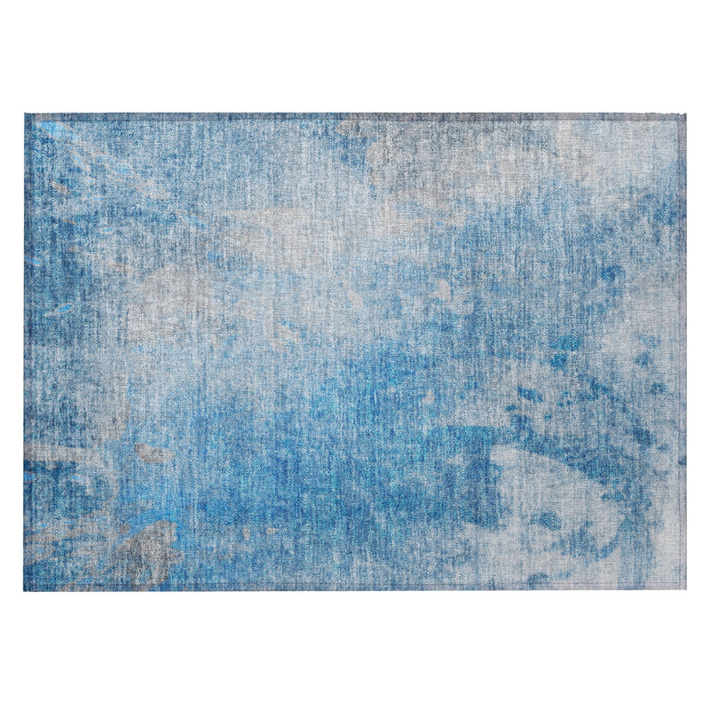 Tapis extérieur lavable antidérapant bleu et gris 2 pi x 3 pi