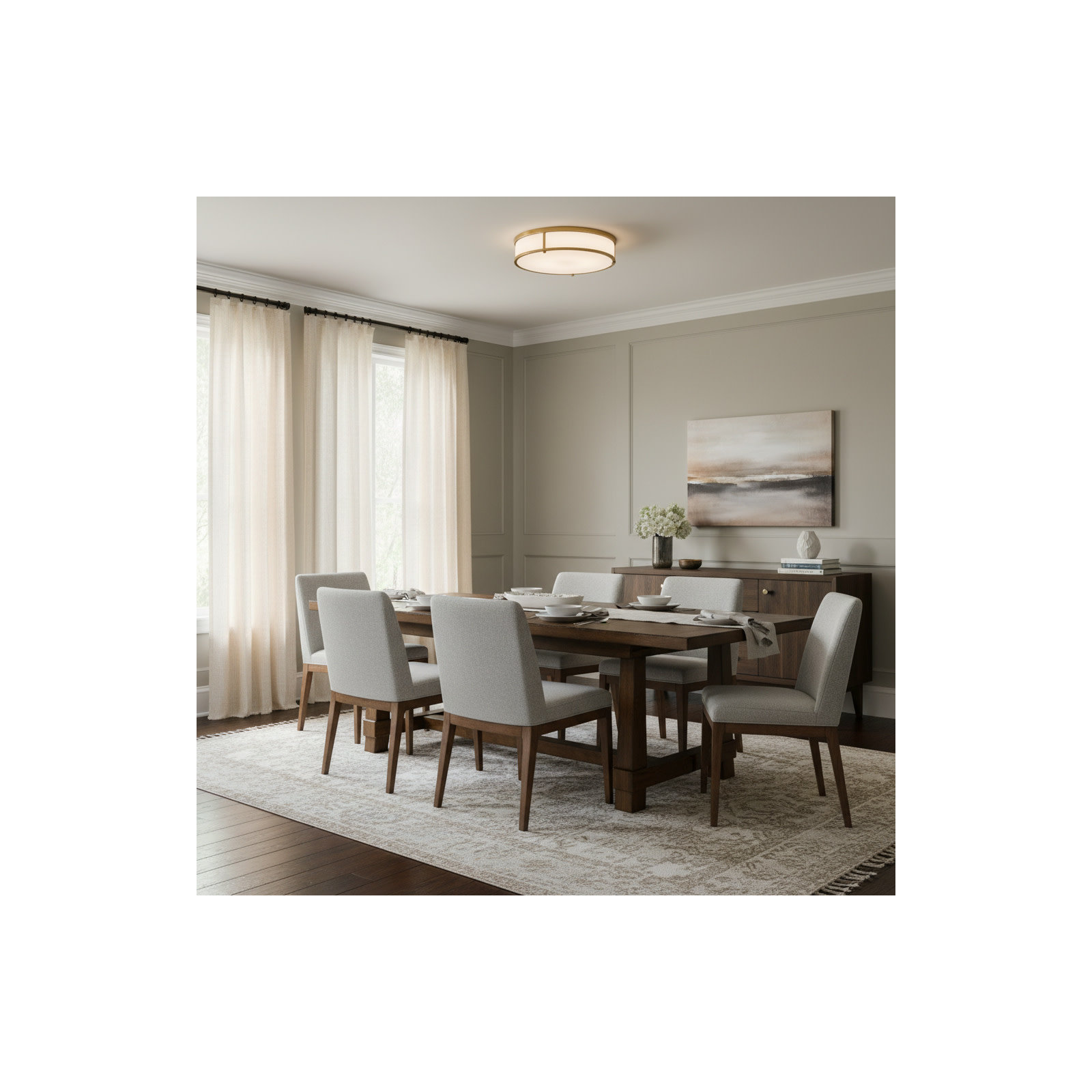 Romona 4 Light Glass Flush Mount, Brushed Bronze