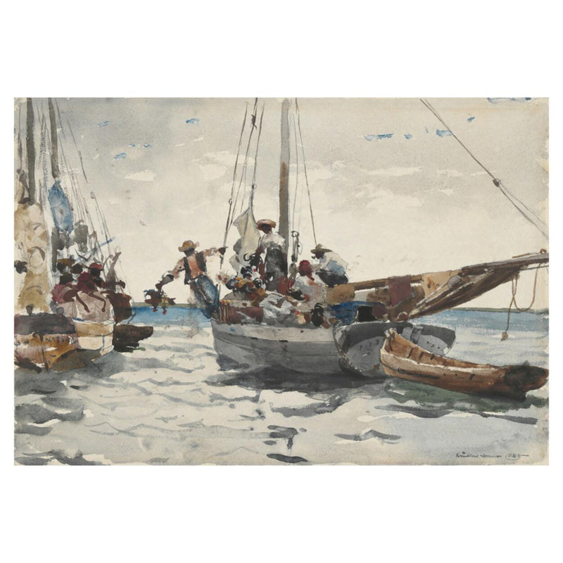 «Market Scene Nassau» par Winslow Homer - Estampe numérique, H 32 po x l 40 po