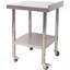 Table de préparation en acier inoxydable, 24 x 24 x 35 1/2 po, capacité de travail de 440 lb, table de travail en métal robuste avec tablette de dosseret réglable et 4 roulettes, poste de travail commercial pour restaurant de cuisine