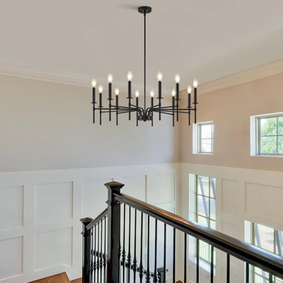 Lustre de style campagne moderne avec conception de bougie à 8 lumières, hauteur réglable, éclairage à intensité variable pour la salle à manger, le salon, la chambre à coucher, le vestibule