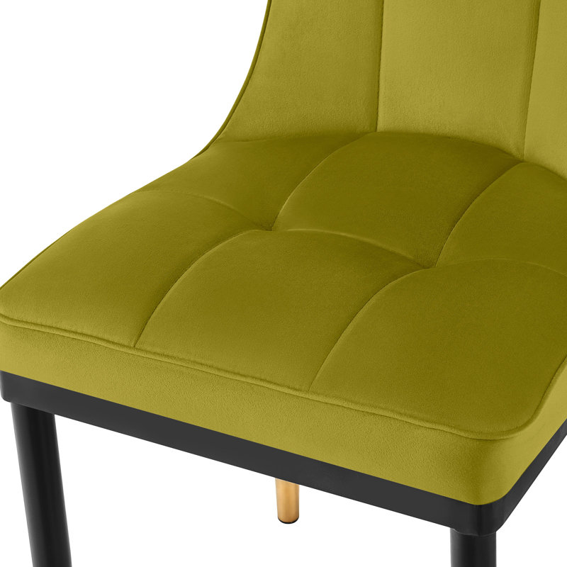 Chaise Parsons rembourrée et revêtue de velours, Vert olive