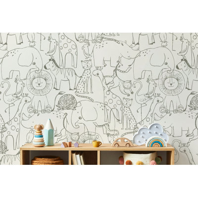 Papier peint croquis d'animaux Safari