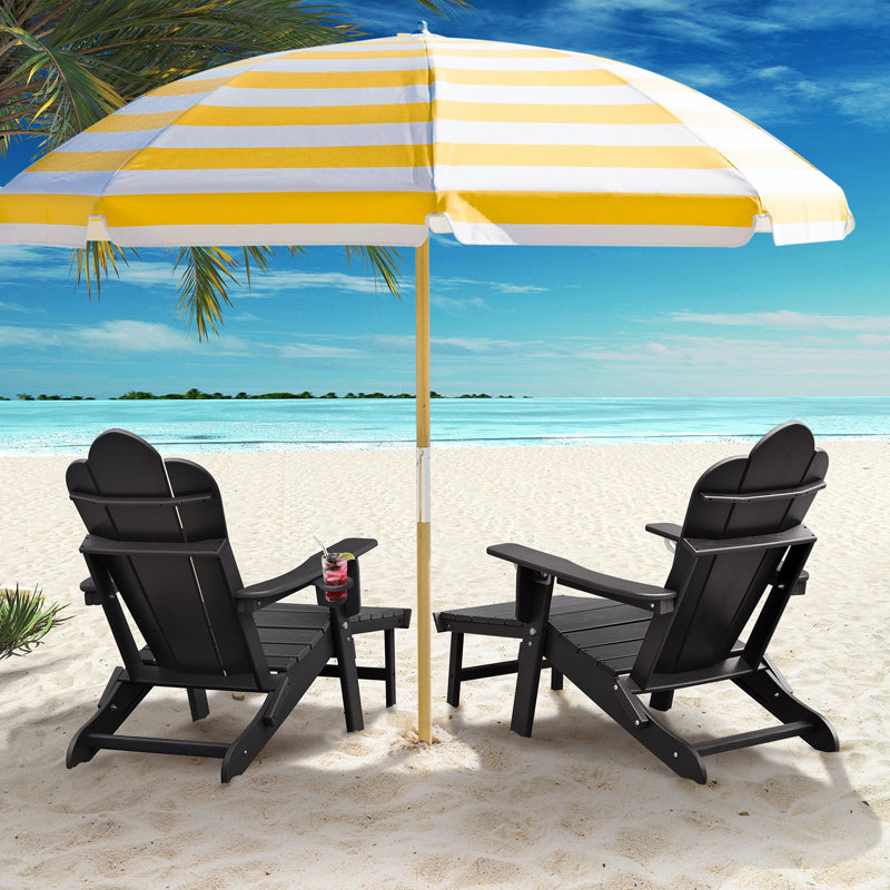 Fauteuil inclinable avec repose-pieds rétractable Adirondack, inclinable en PEHD résistant aux intempéries., Noir