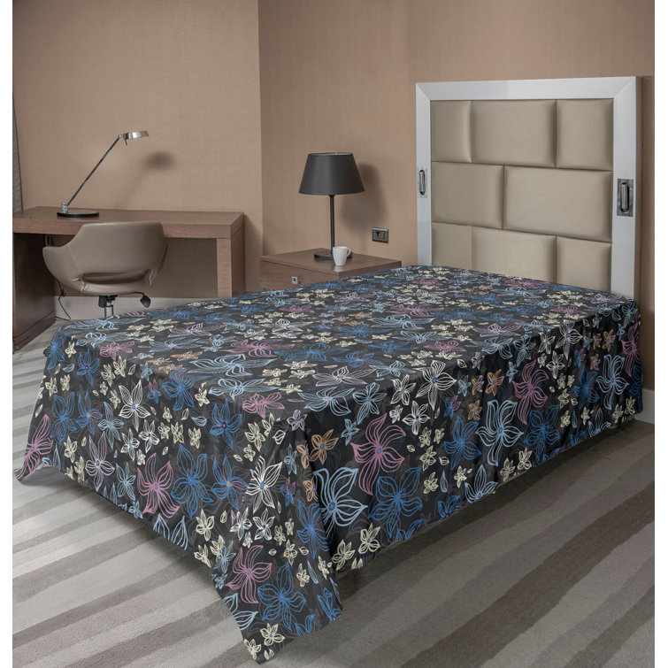 Drap plat à motif floral bohème Ambesonne