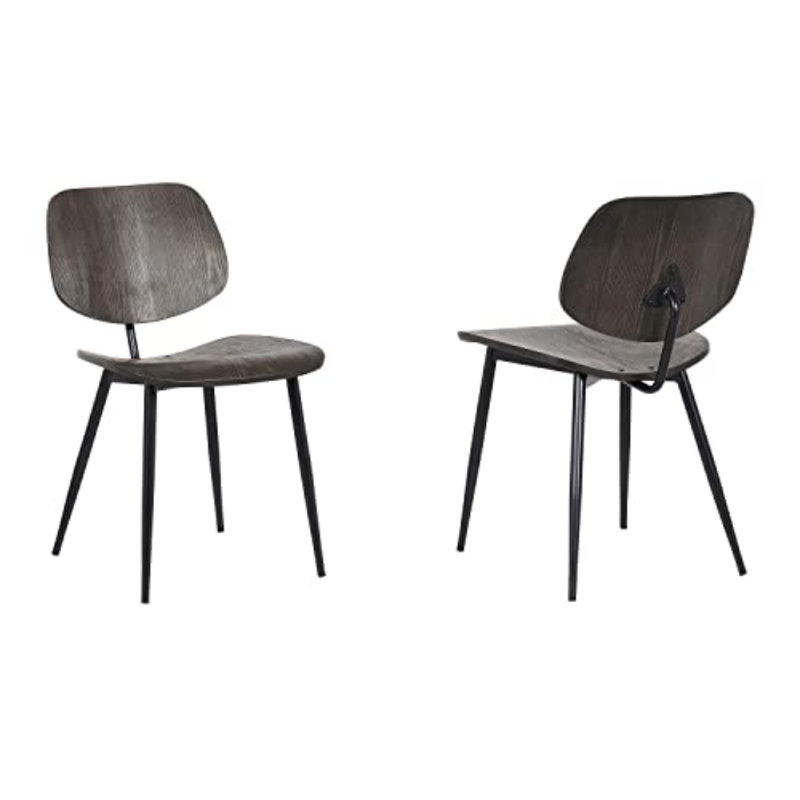 Fauteuils de salle à manger Salonis Mid-Century en bois noir avec dossier solide, Brun