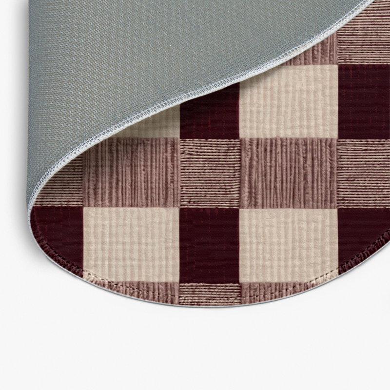 Tapis d'intérieur et d'extérieur à carreaux brun, Rond 5 pi