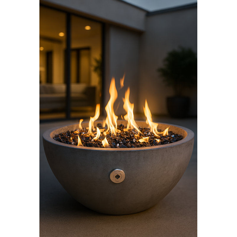 Anatoli 36" Solid Concrete Gas Fire Pit, Natural Gas, Charcoal