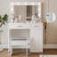 Bureau de meuble-lavabo avec miroir, grand tiroir et prise de courant avec 11 ampoules et 3 modes d'éclairage réglables, meuble-lavabo idéal pour la chambre à coucher-1145755201