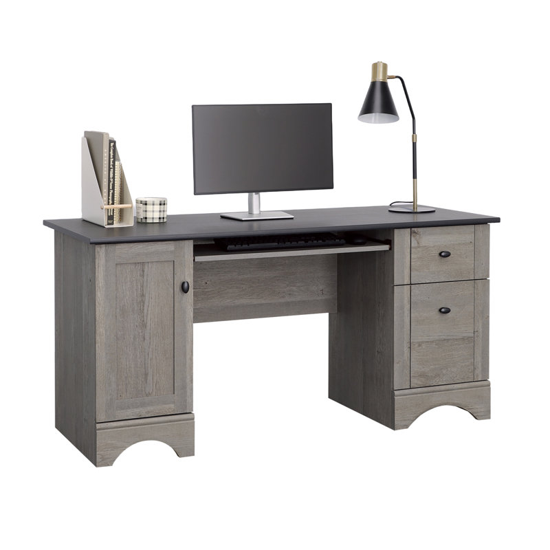 Bureau d'ordinateur, finition brune, Gris
