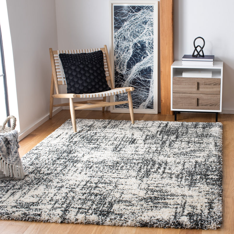 Tapis abstrait ivoire / gris Olana, Rectangle 8 pi x 10 pi