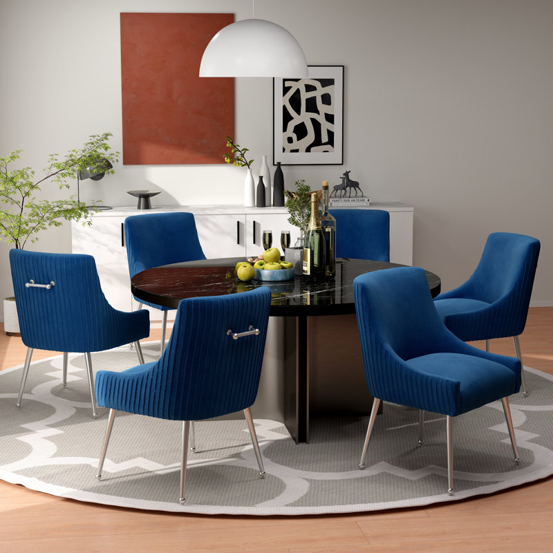 Magallanes Velvet Upholstered Side Chair, Navy