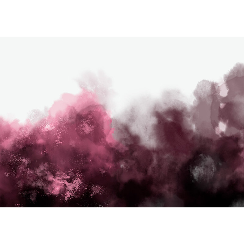 Murale abstraite pelez et collez - Variation aquarelle rouge, L 82 po x l 115 po