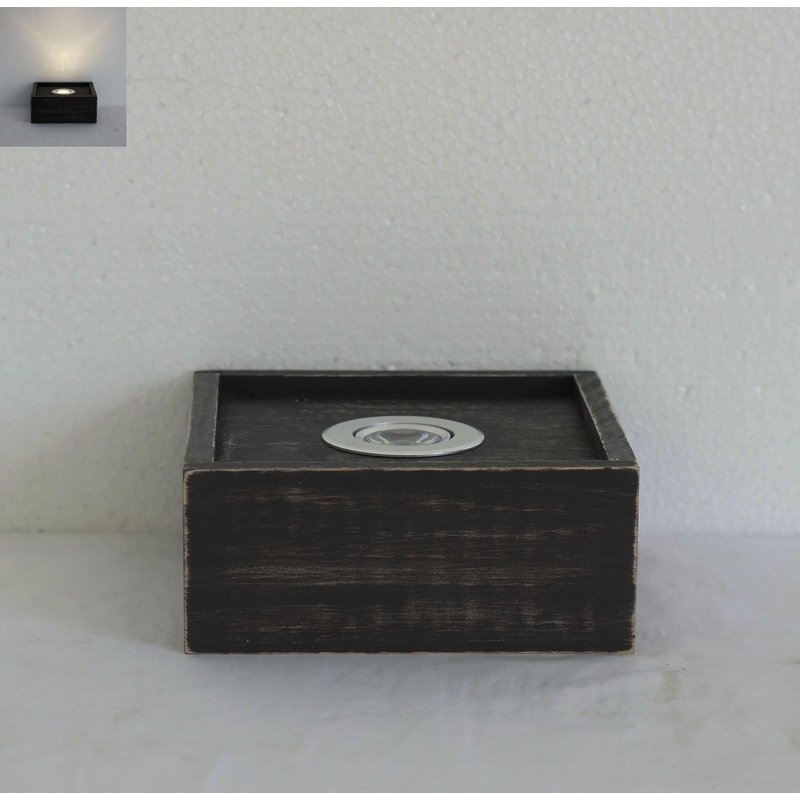 Santino Square with Lights, Black, 3" H x 10" W x 10" D