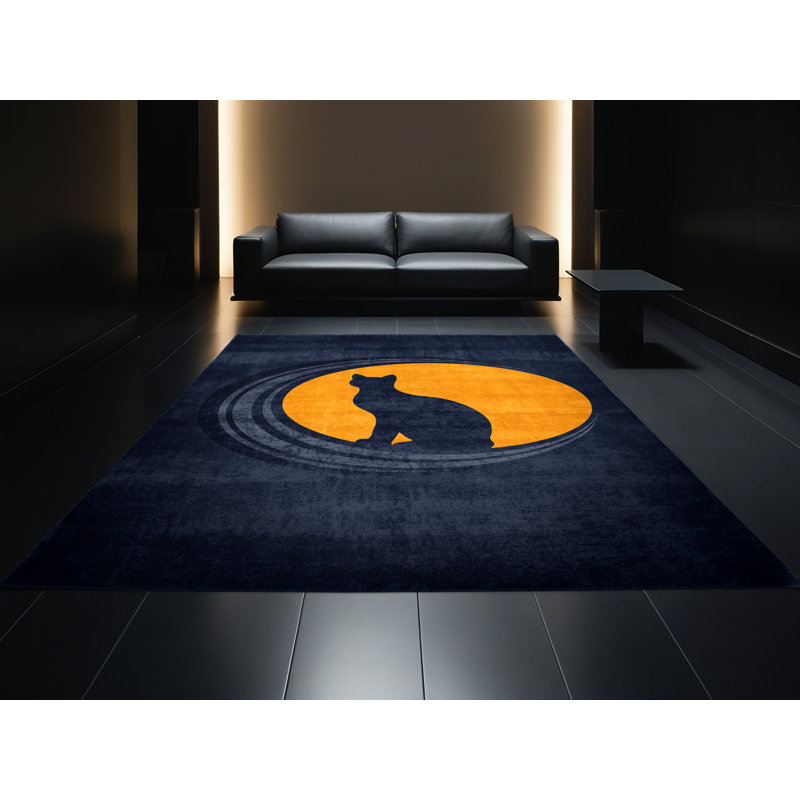 Tapis bleu marine moderne et contemporain lavable à la machine Balbo, 8 x 12