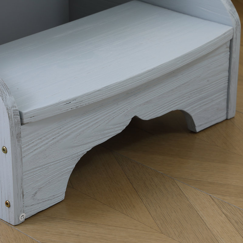 Tabouret 2 marches en bois massif, Noir