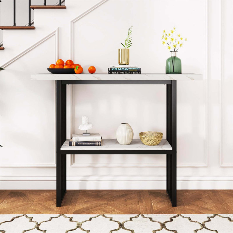 Byersville 120cm Console Table, White, Black