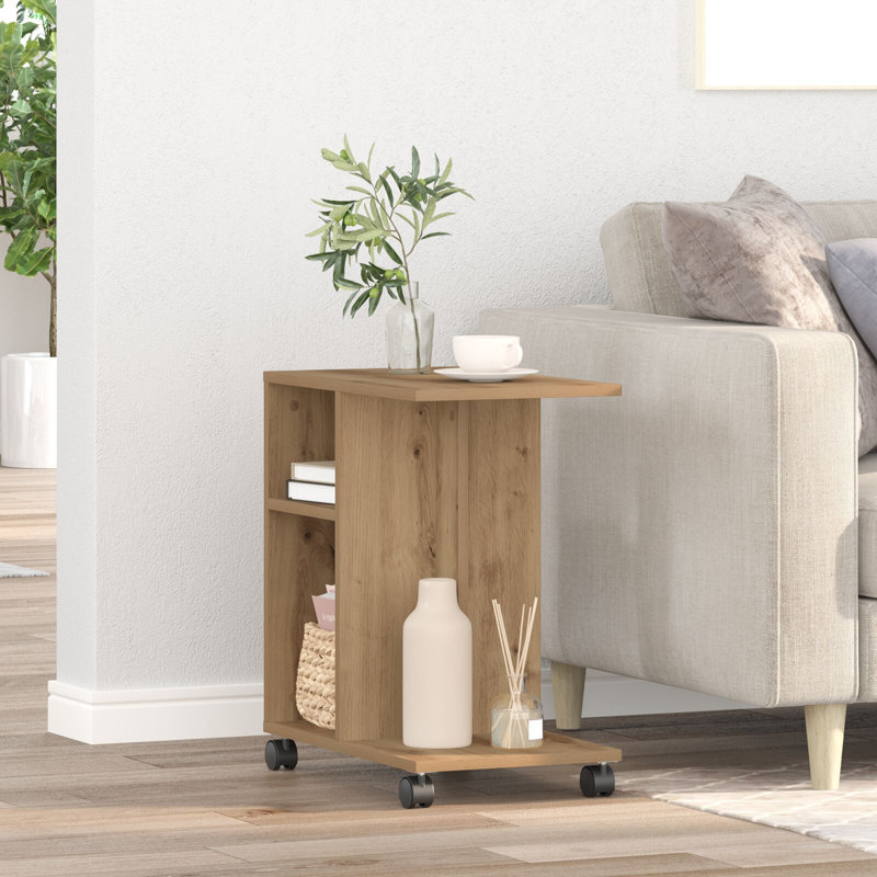 Engineered Wood Compact Lightweight Side Table, Artisan Oak