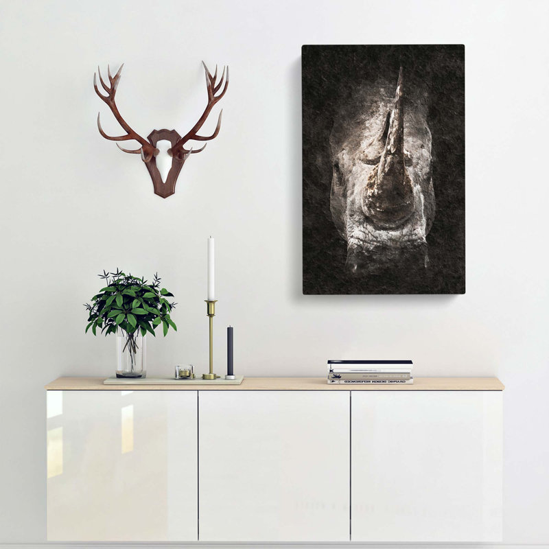Rhino - Wrapped Canvas Print, 50cm H x 35cm W x 3cm D