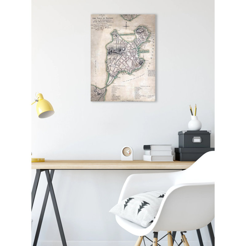 «Antique Boston Harbor Map» par Brandi Fitzgerald, impression sur toile tendue, H 24 po x l 18 po x P 1,5 po