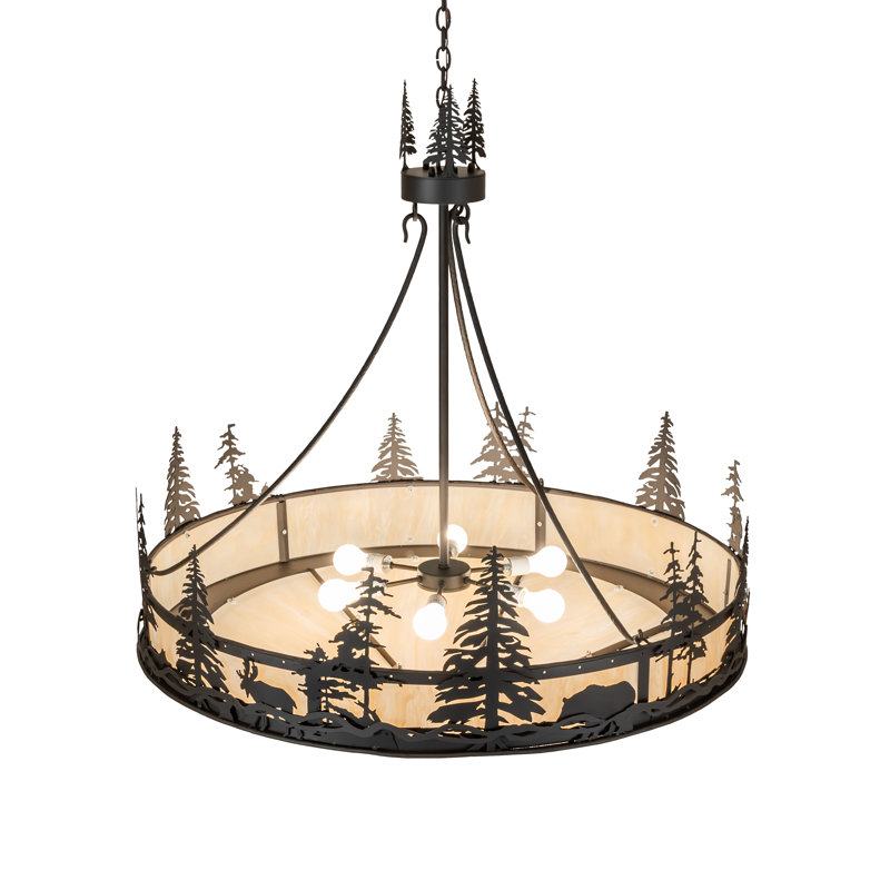 45" Wide Wildlife At Dusk Inverted Pendant