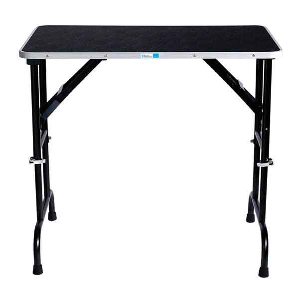 Adjustable Height Black Vinyl Pet Grooming Table with Aluminum Edging