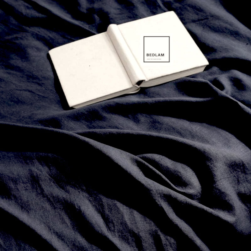 Linen Solid Colour Bedding, Twin Extra Long Duvet Cover, Ink