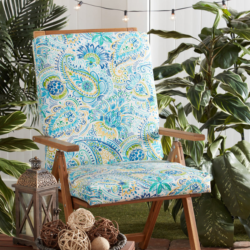 High Back Dining Chair Pad, Baltic Paisley